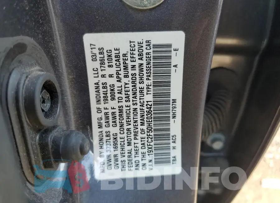 19XFC2F50HE036421 Photo# 12