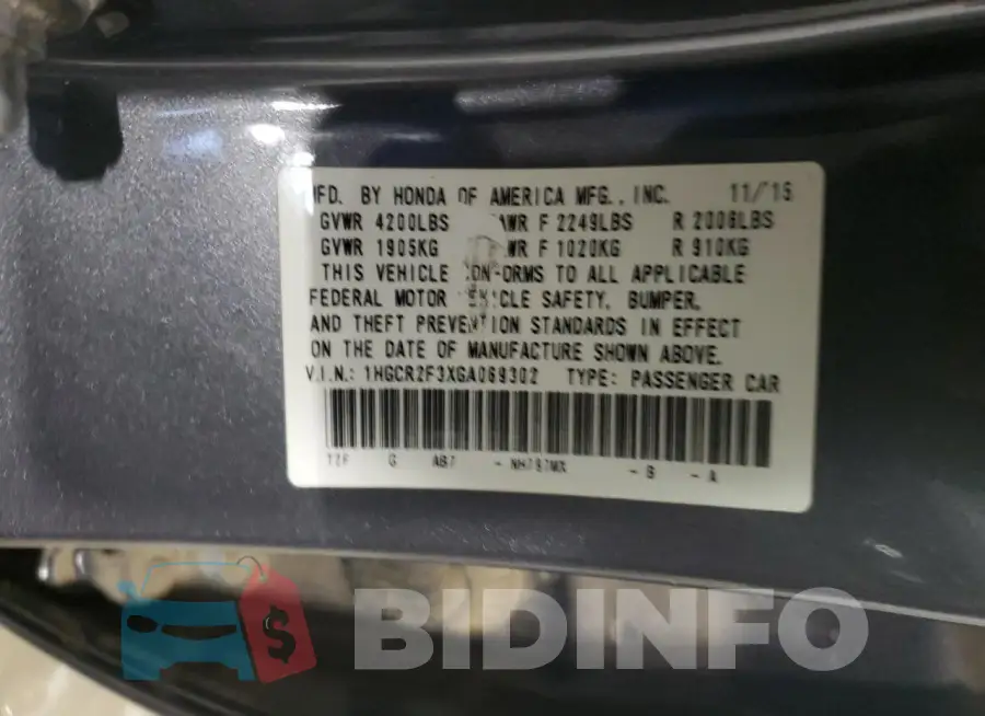 1HGCR2F3XGA069302 Photo# 13