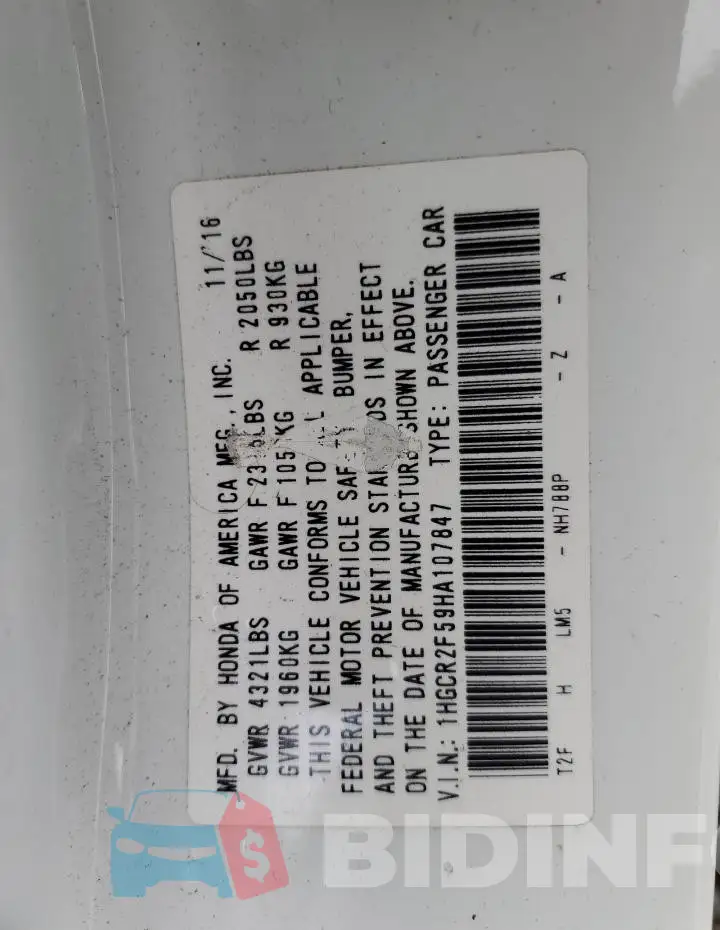 1HGCR2F59HA107847 Photo# 13