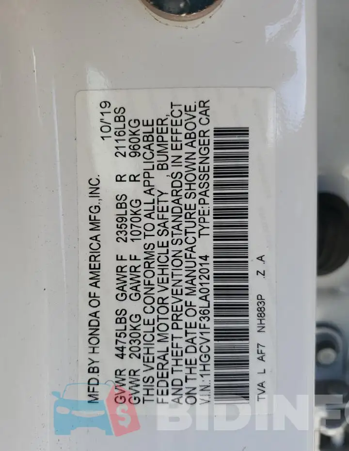 1HGCV1F36LA012014 Photo# 12
