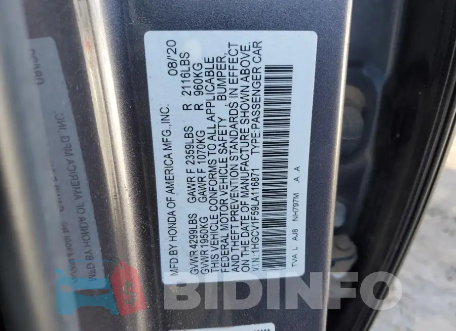 1HGCV1F59LA116871 Photo# 13