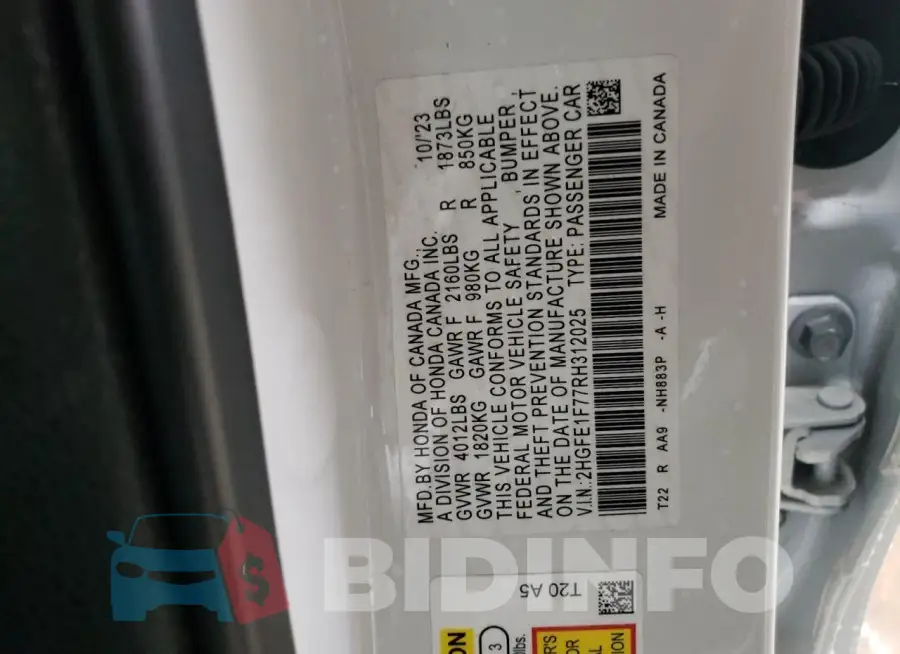 2HGFE1F77RH312025 Photo# 12