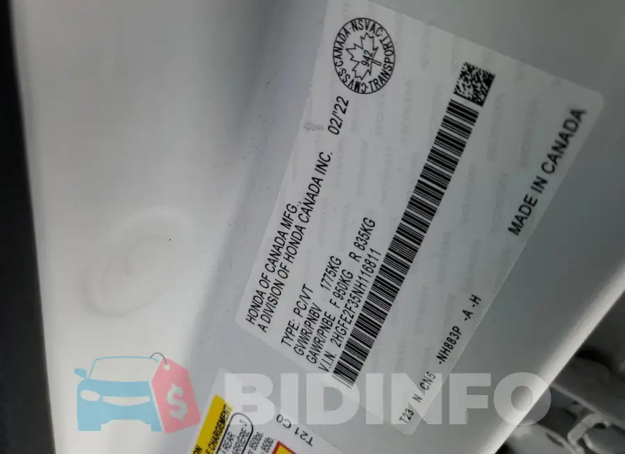 2HGFE2F35NH116811 Photo# 13