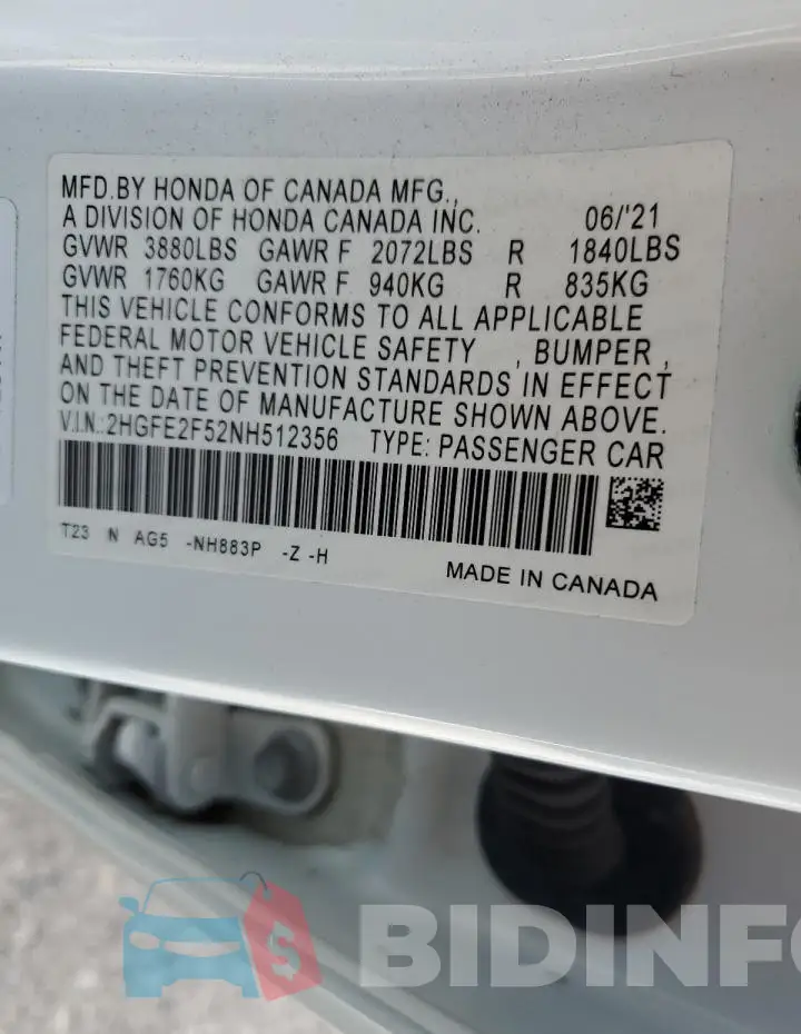 2HGFE2F52NH512356 Photo# 12