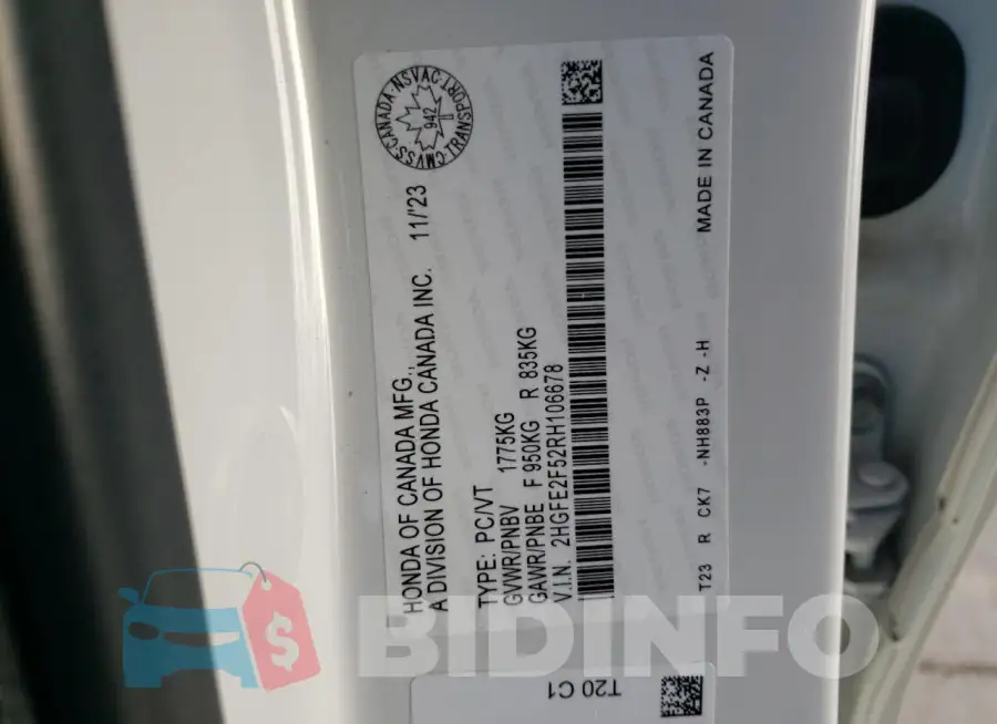 2HGFE2F52RH106678 Photo# 13