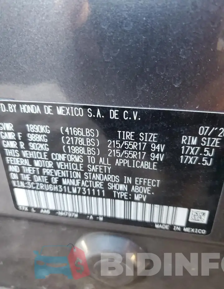 3CZRU6H31LM731111 Photo# 14