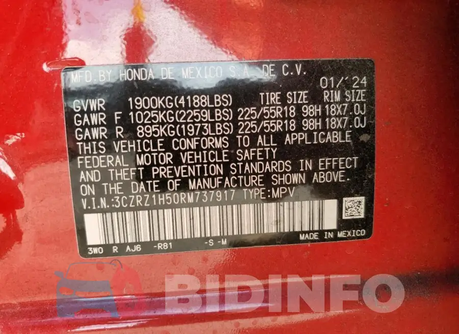 3CZRZ1H50RM737917 Photo# 13