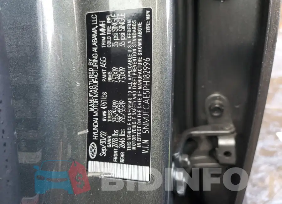 5NMJFCAE5PH182996 Photo# 13