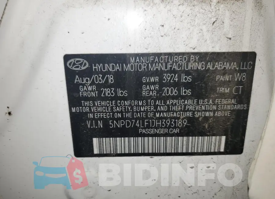 5NPD74LF1JH393189 Photo# 13