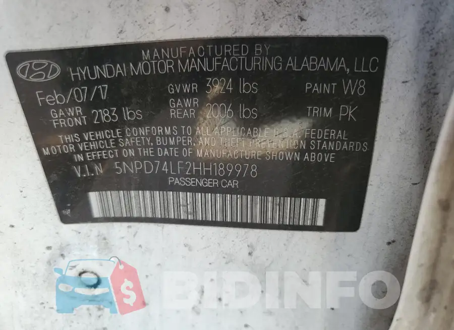5NPD74LF2HH189978 Photo# 12