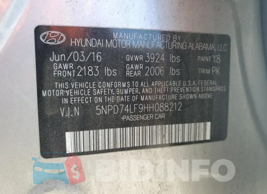 5NPD74LF9HH088212 Photo# 12