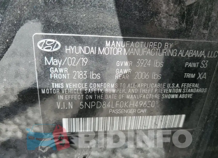 5NPD84LF0KH496201 Photo# 12