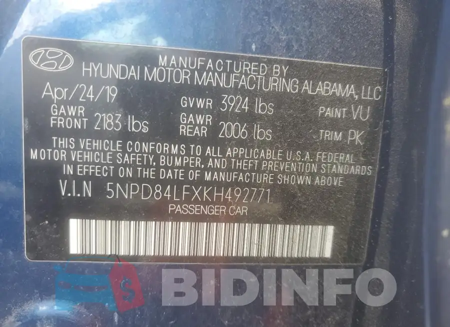5NPD84LFXKH492771 Photo# 12