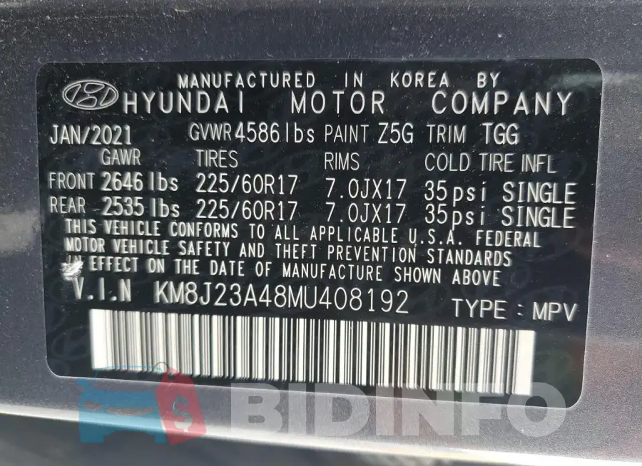 KM8J23A48MU408192 Photo# 14