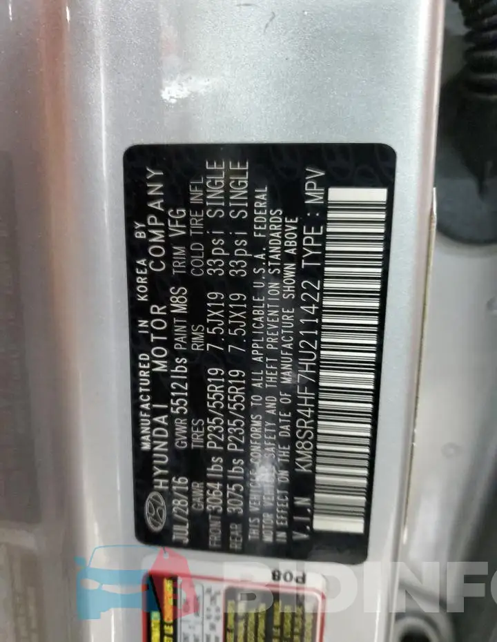 KM8SR4HF7HU211422 Photo# 14