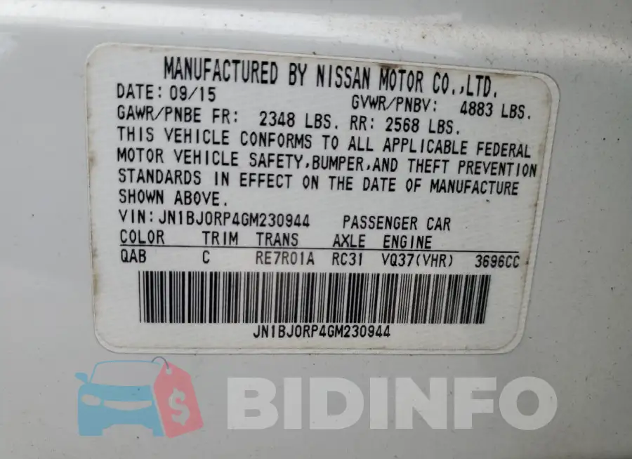 JN1BJ0RP4GM230944 Photo# 14