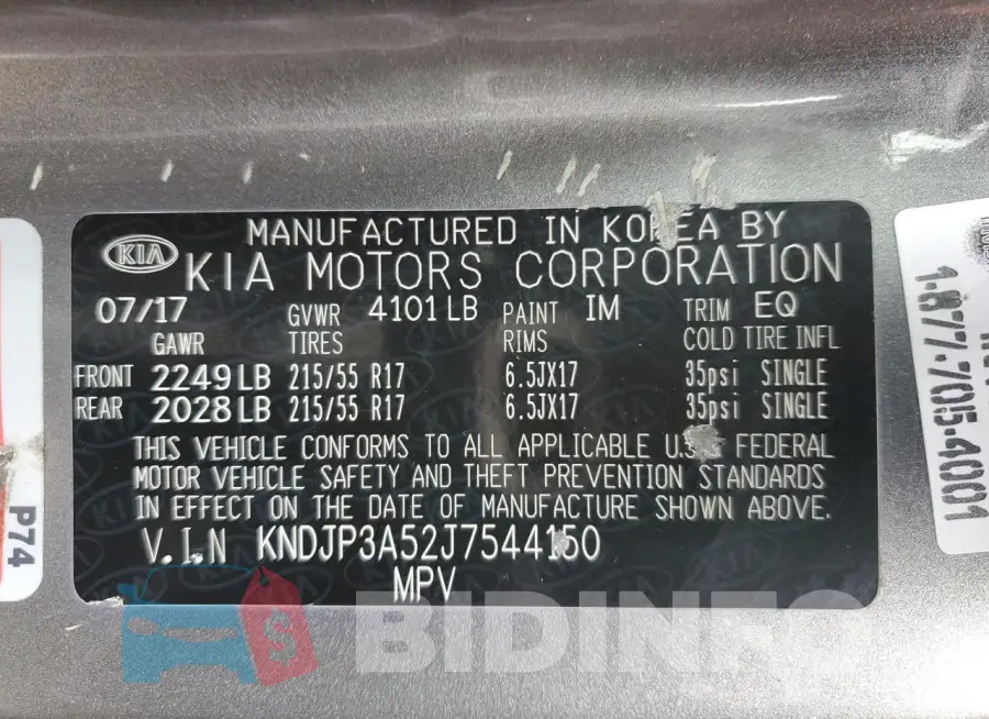 KNDJP3A52J7544150 Photo# 12