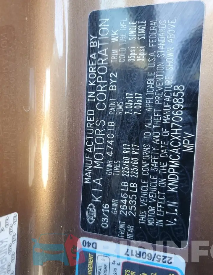KNDPMCACXH7069858 Photo# 13