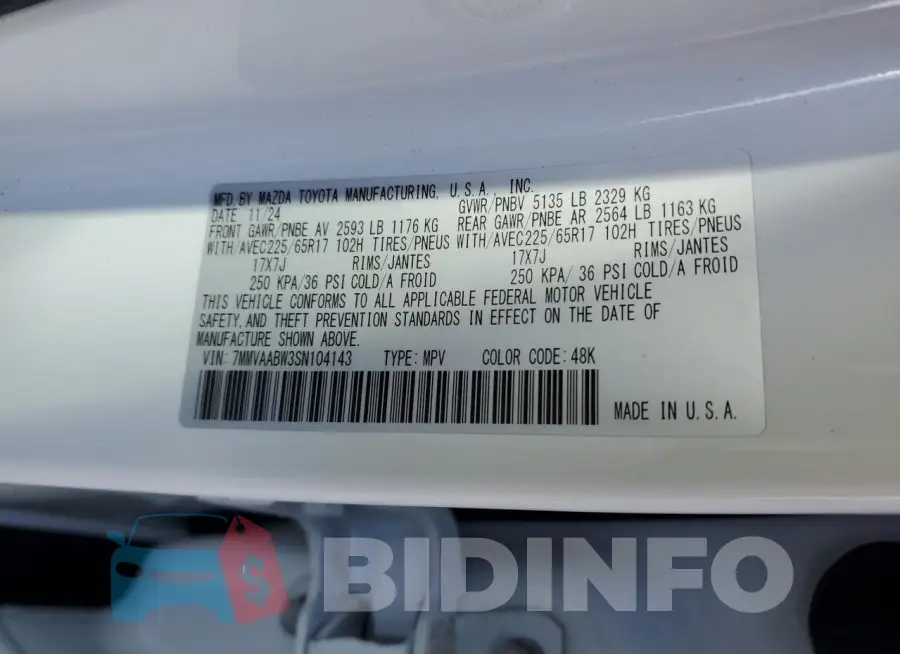 7MMVAABW3SN104143 Photo# 12