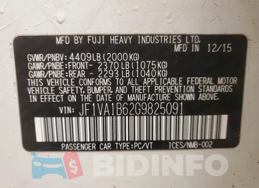 JF1VA1B62G9825091 Photo# 13