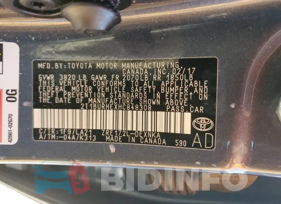 2T1BURHEXHC848308 Photo# 12