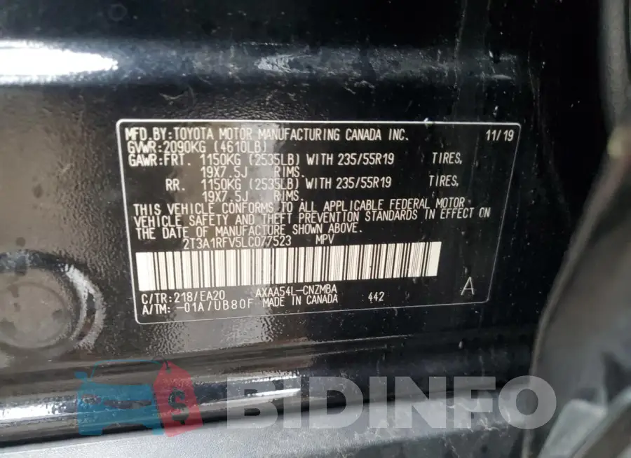 2T3A1RFV5LC077523 Photo# 13