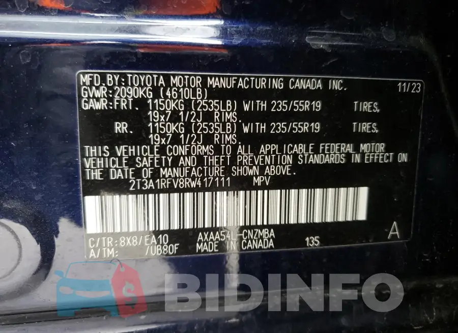2T3A1RFV8RW417111 Photo# 13