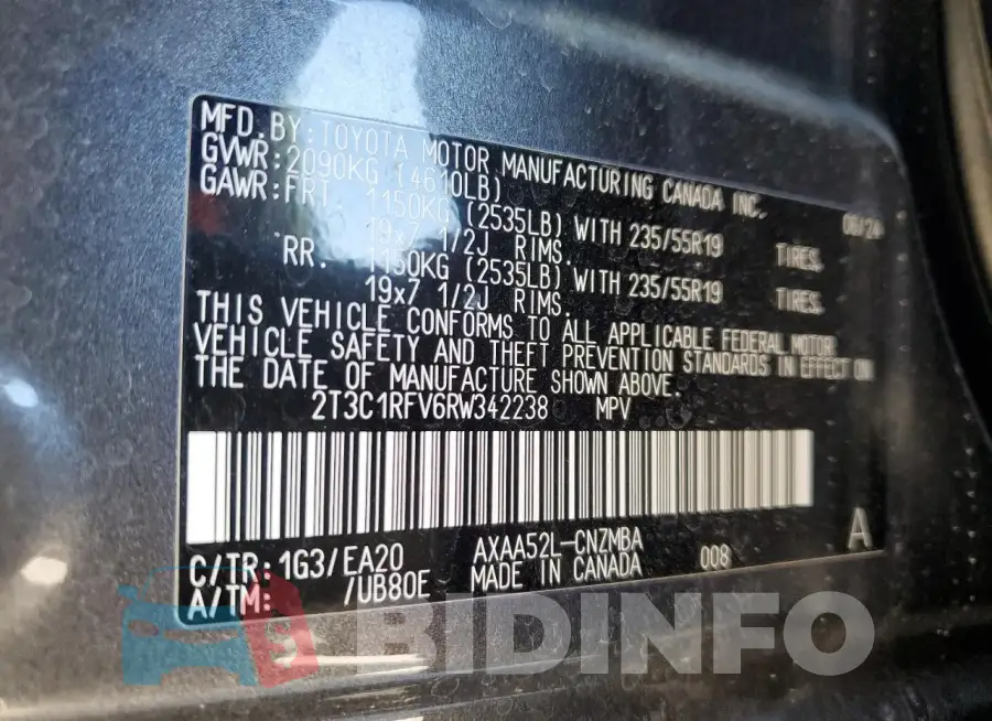 2T3C1RFV6RW342238 Photo# 14