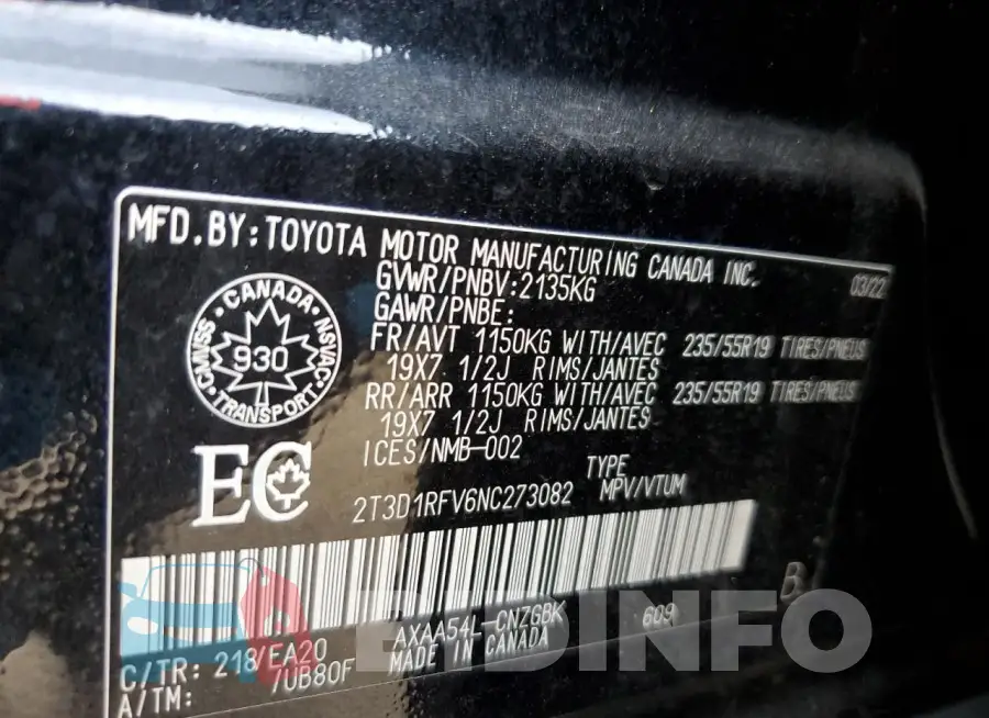 2T3D1RFV6NC273082 Photo# 14