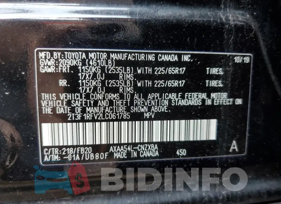 2T3F1RFV2LC061785 Photo# 13