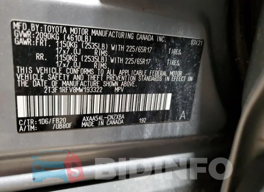 2T3F1RFV8MW193322 Photo# 13