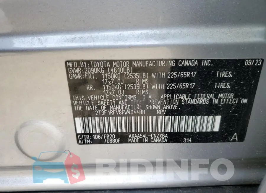 2T3F1RFV8PW404488 Photo# 12