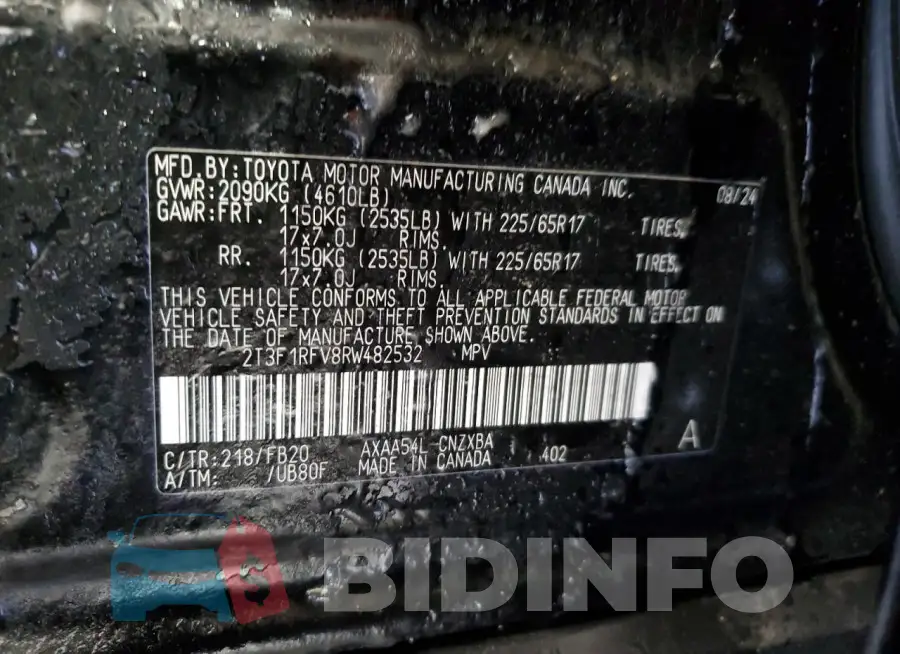 2T3F1RFV8RW482532 Photo# 13