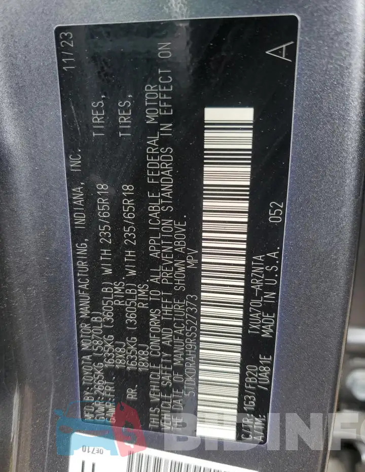 5TDKDRAH9RS527373 Photo# 13