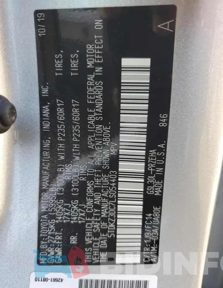 5TDKZ3DC7LS054403 Photo# 13