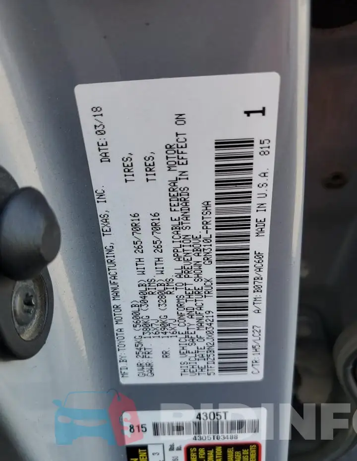 5TFDZ5BN2JX034219 Photo# 12