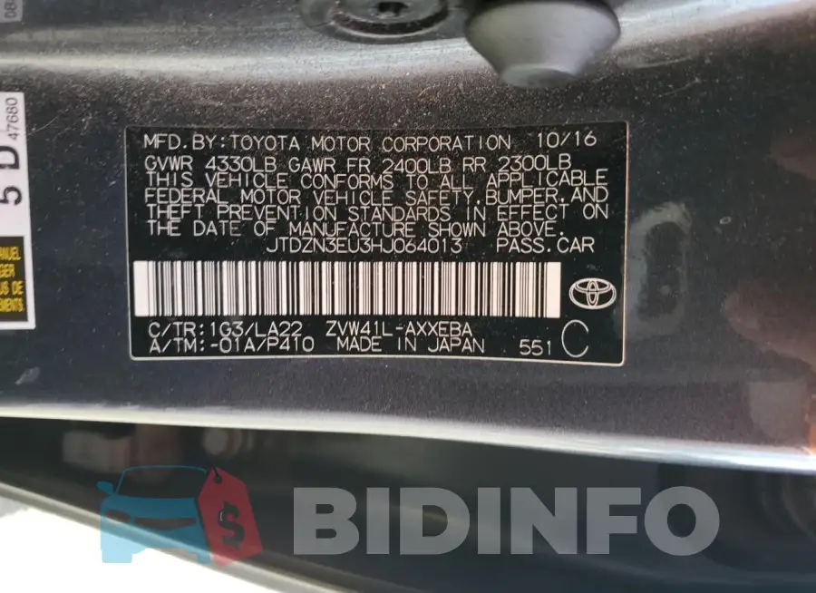 JTDZN3EU3HJ064013 Photo# 12