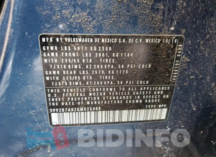 3VV2B7AX2KM025488 Photo# 13