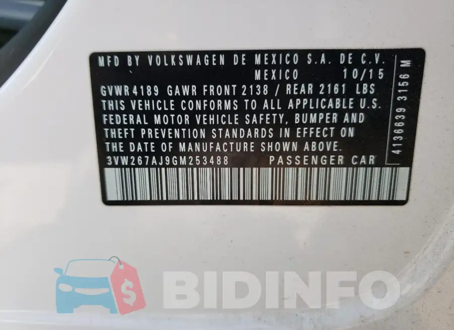 3VW267AJ9GM253488 Photo# 12
