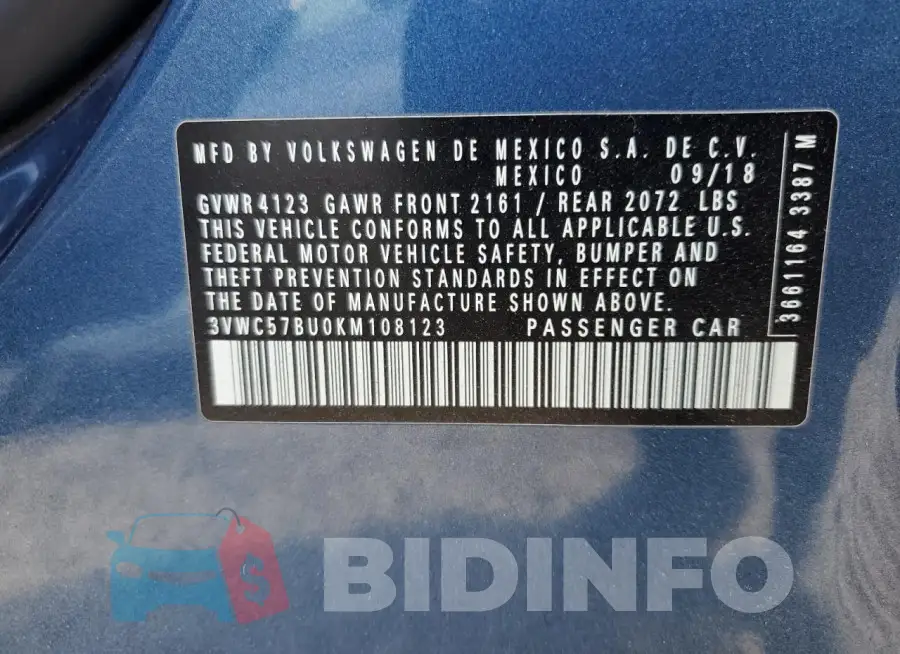 3VWC57BU0KM108123 Photo# 12