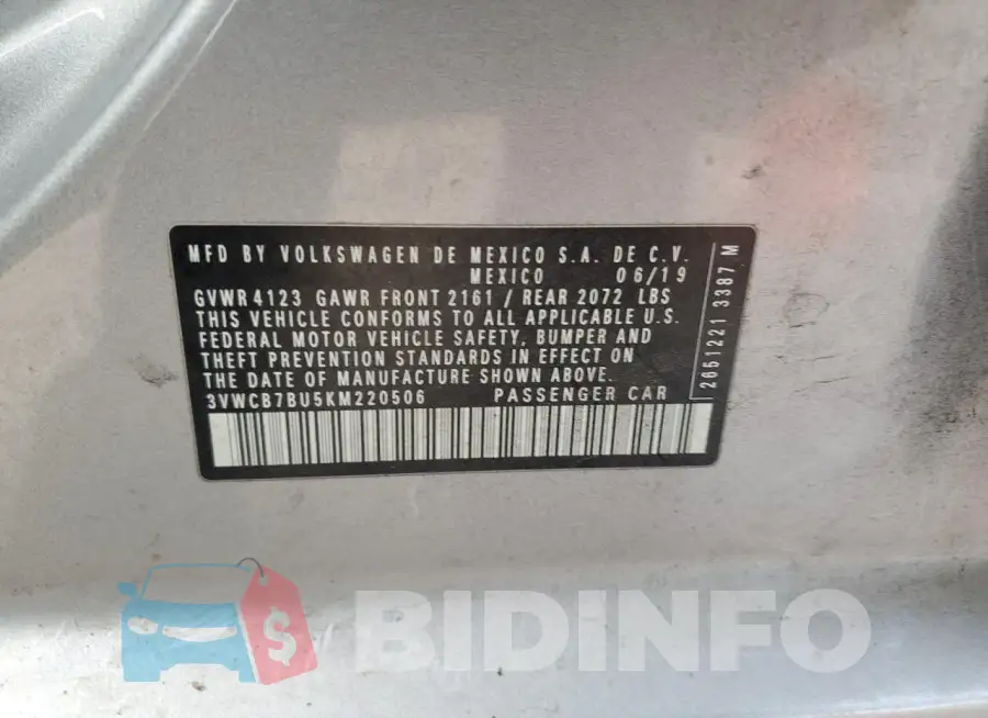 3VWCB7BU5KM220506 Photo# 12