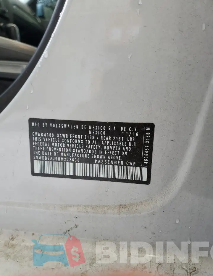 3VWDB7AJ5HM278636 Photo# 12