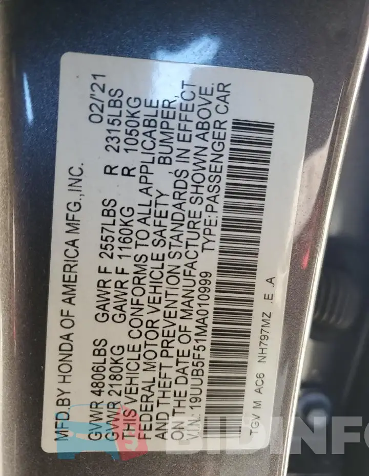 19UUB5F51MA010999 Photo# 12