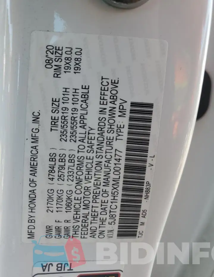 5J8TC1H5XML001477 Photo# 13