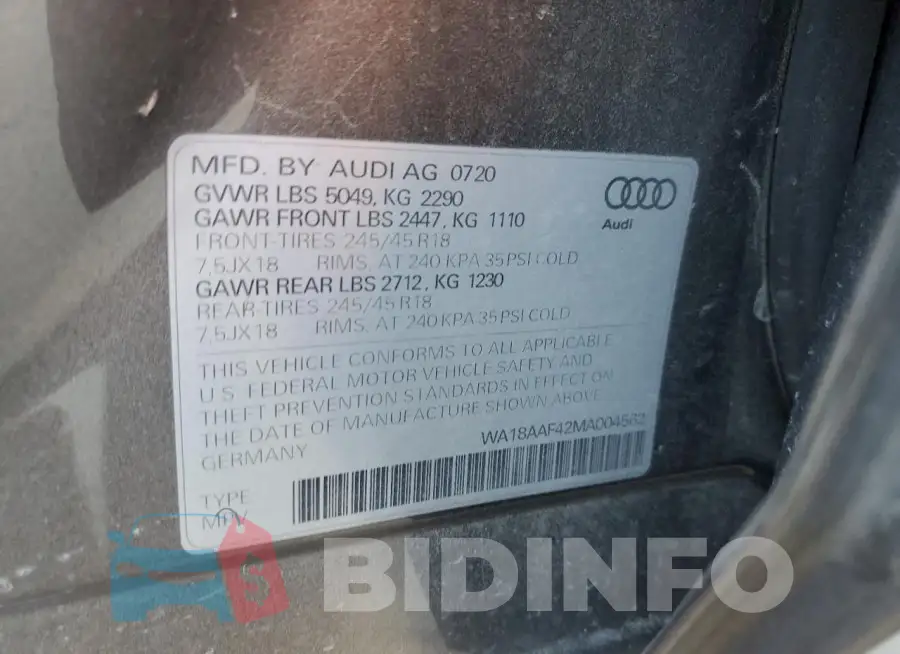 WA18AAF42MA004562 Photo# 12