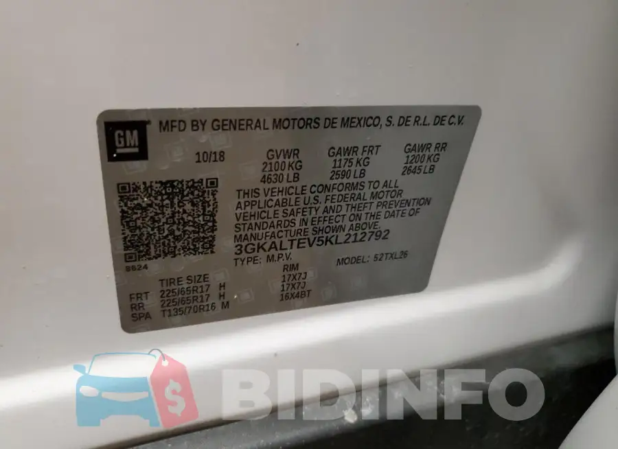 3GKALTEV5KL212792 Photo# 12