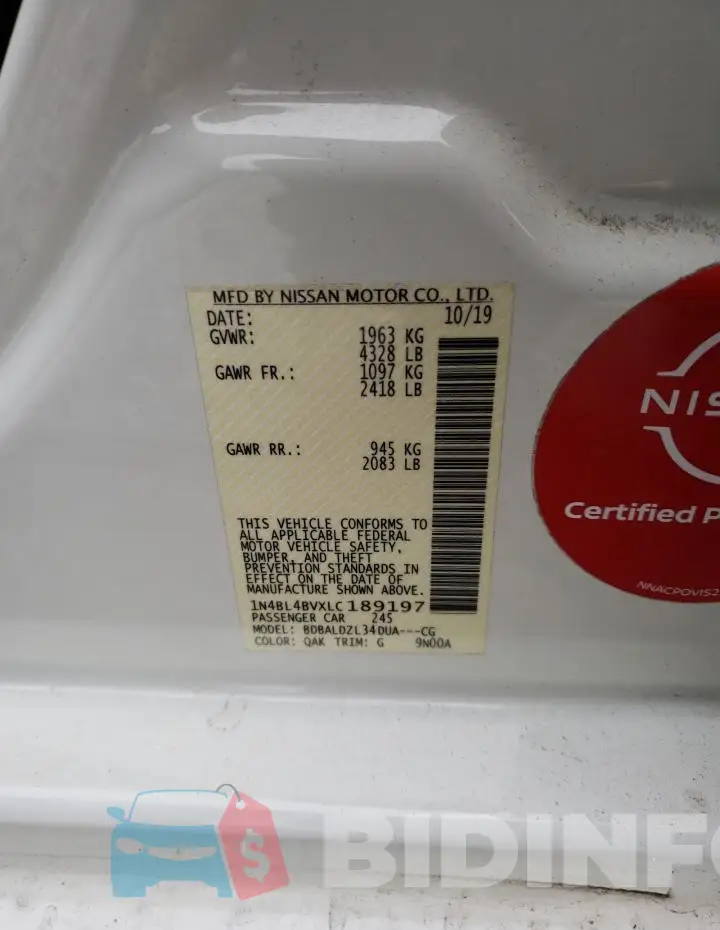 1N4BL4BVXLC189197 Photo# 13