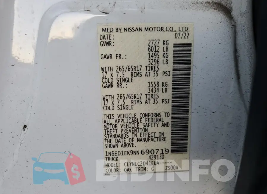 1N6ED1EK9NN690719 Photo# 12