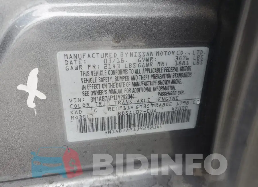 3N1AB7AP1JY292044 Photo# 12