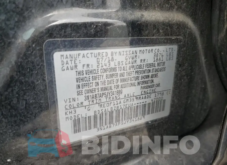 3N1AB7AP5JY341889 Photo# 12